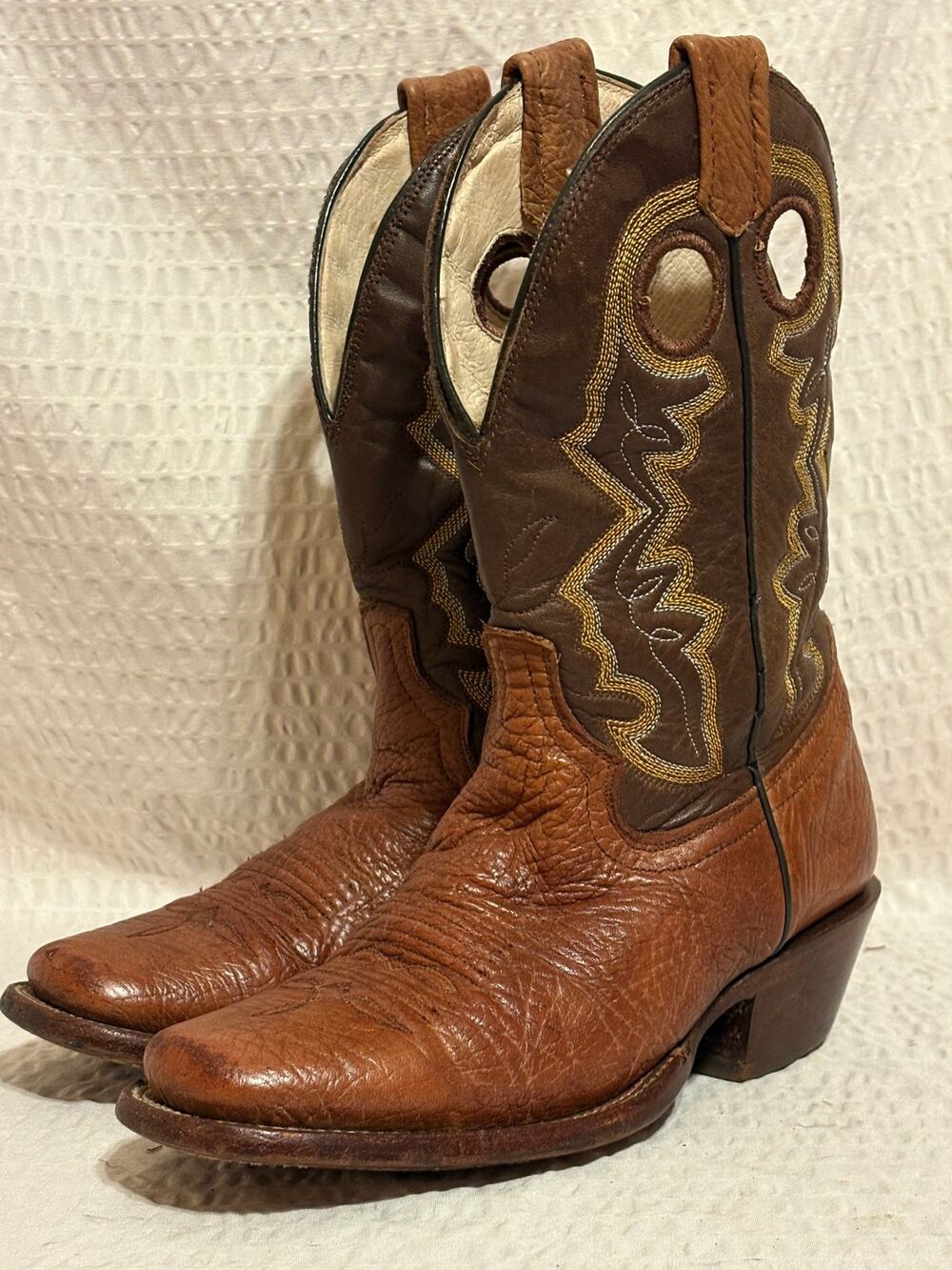 Vintage Rudel Mexican Handcrafted Brown Leather Western Boots Womenβs Size 5E